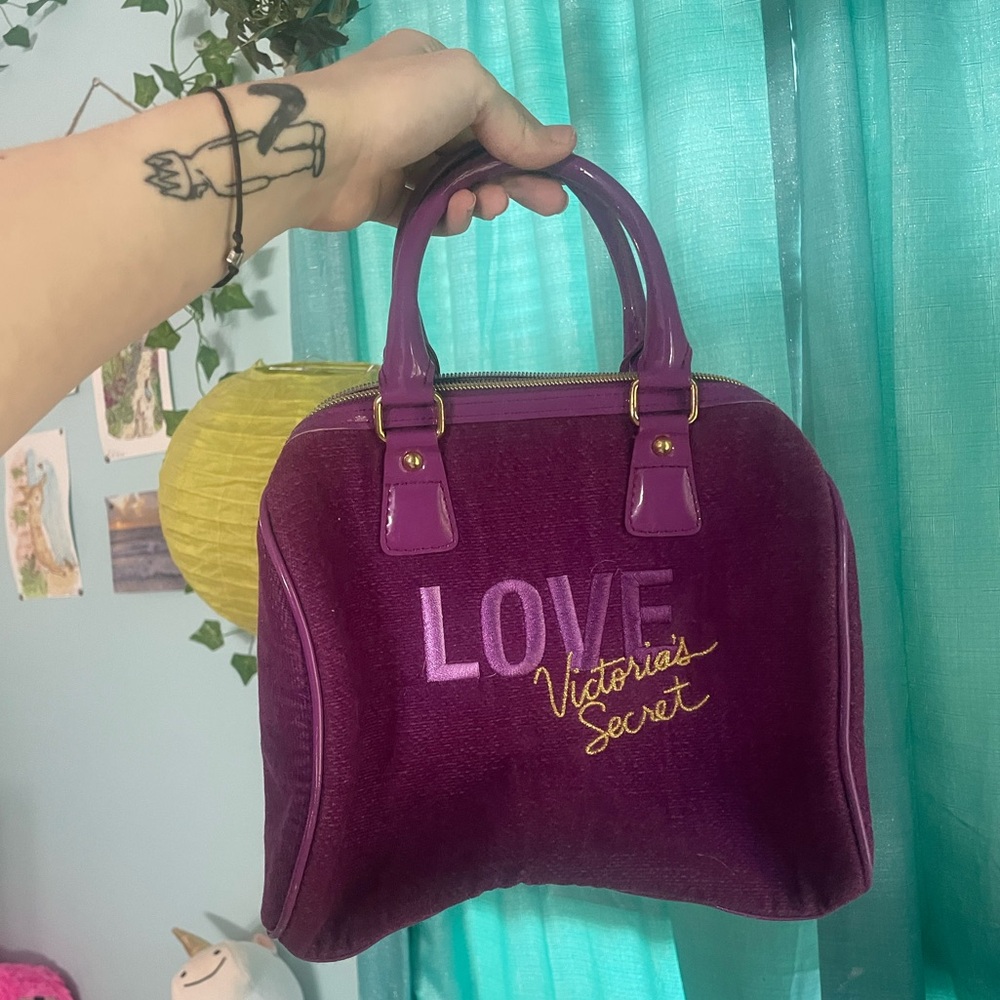 Victoria's Secret Purple and Yellow Satchel Bag